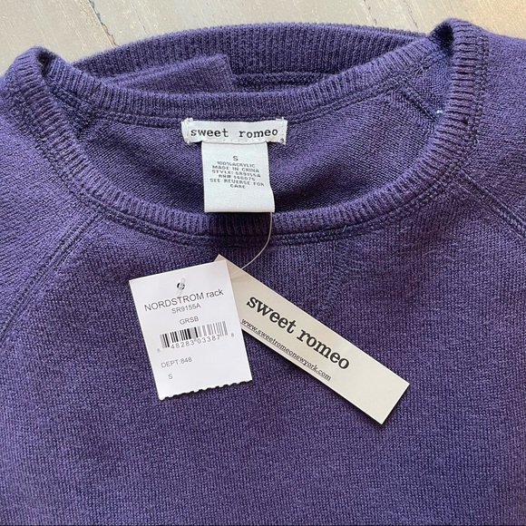 NWT Sweet Romeo Women’s Purple Raglan Sweater - S 💜 - Picture 7 of 10